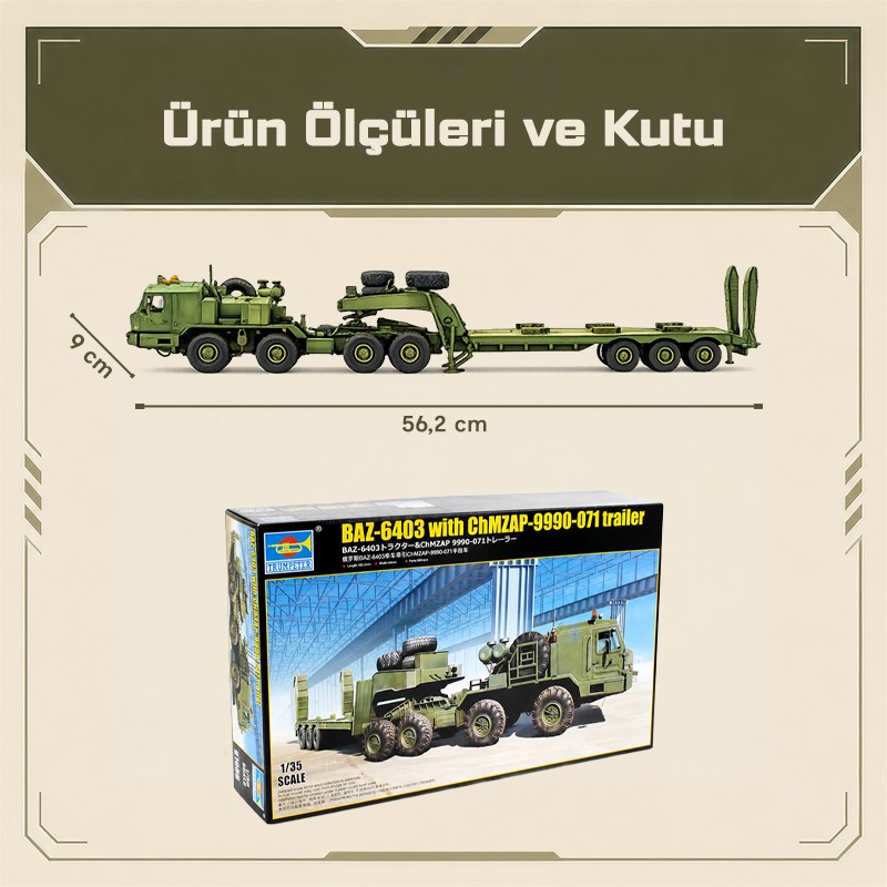 Trumpeter 01086 BAZ-6403 with ChMZAP-9990-071 trailer Maket Model Kit
