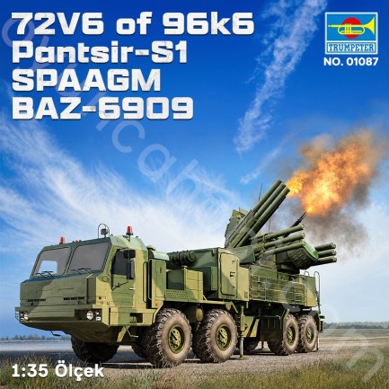 Trumpeter 01087 72V6 of 96k6 Pantsir-S1 SPAAGM BAZ-6909 Maket Model Kit - Thumbnail