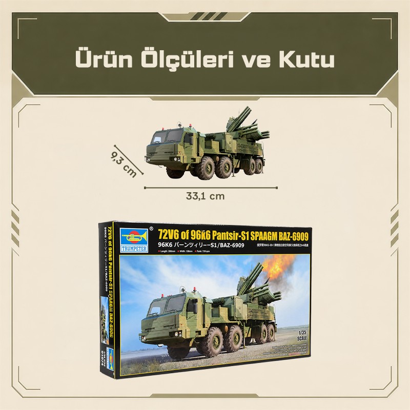 Trumpeter 01087 72V6 of 96k6 Pantsir-S1 SPAAGM BAZ-6909 Maket Model Kit