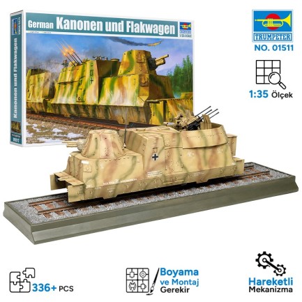 Trumpeter - Trumpeter 01511 Kanonen und Flakwagen Maket Model Kit
