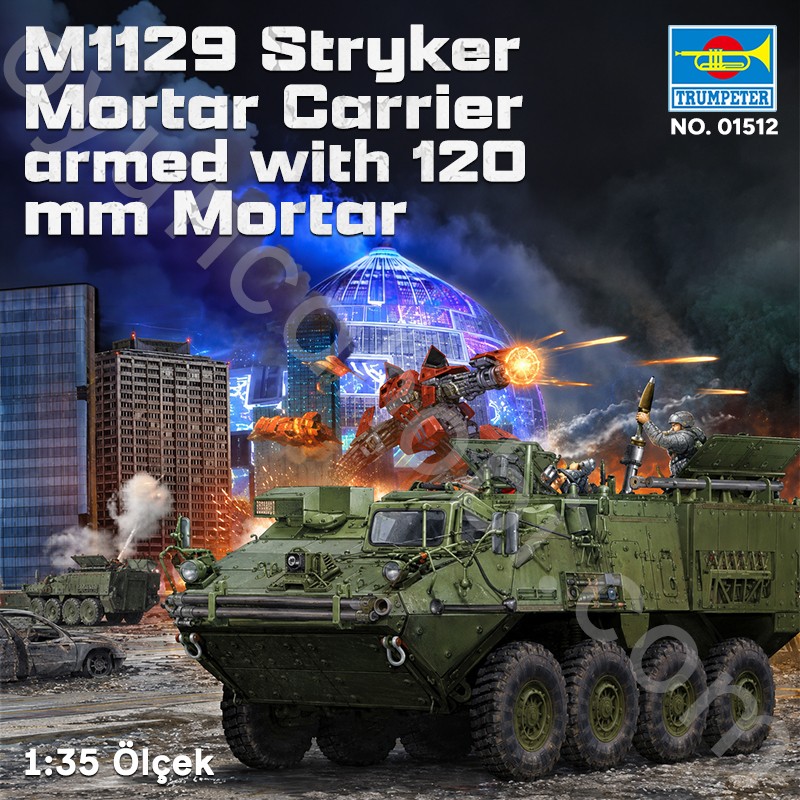Trumpeter 01512 M1129 Stryker Mortar Carrier armed with 120 mm Mortar Maket Model Kit