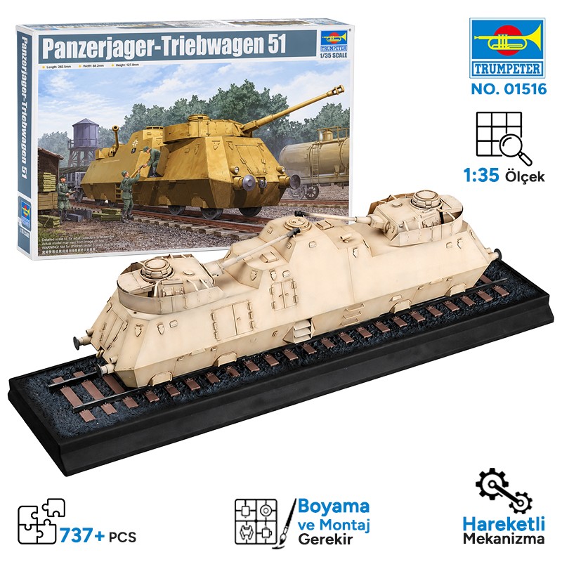 Trumpeter 01516 Panzerjager-Triebwagen 51 Maket Model Kit