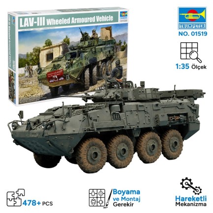 Trumpeter - Trumpeter 01519 LAV-III 8x8 wheeled armoured vehicle Maket Model Kit