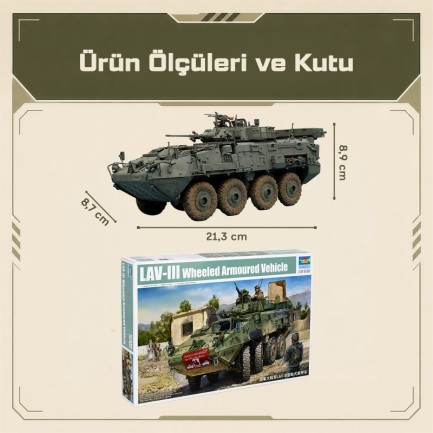 Trumpeter 01519 LAV-III 8x8 wheeled armoured vehicle Maket Model Kit - Thumbnail