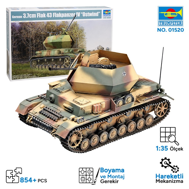 Trumpeter 01520 German 3.7cm Flak 43 Flakpanzer IV “Ostwind”