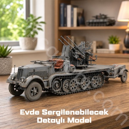 Trumpeter 01523 2cm Flakvierling 38 auf Selbstfahrlafette (Sd.Kfz.7/1early version) Maket Model Kit - Thumbnail