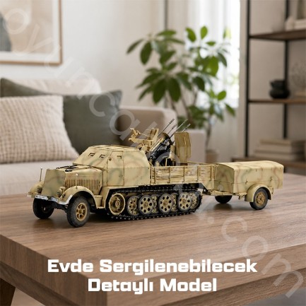 Trumpeter 01524 German 2cm Flakvierling 38 auf Selbstfahrlafette (Sd.Kfz.7/1 Late Version) Maket Model Kit - Thumbnail