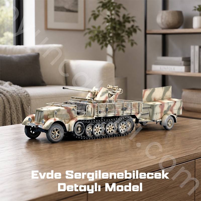 Trumpeter 01525 German 3.7cm Flak 37 auf Selbstfahrlafette (Sd.Kfz.7/2 Early Version) Maket Model Kit