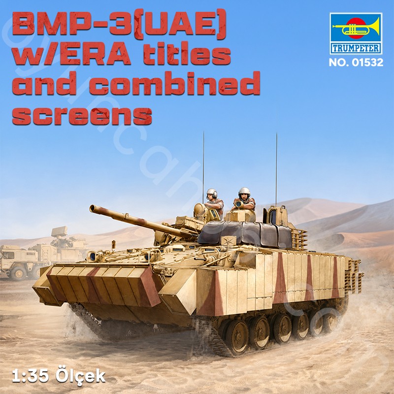 Trumpeter 01532 BMP-3(UAE) w/ERA titles and combined screens Maket Model Kit