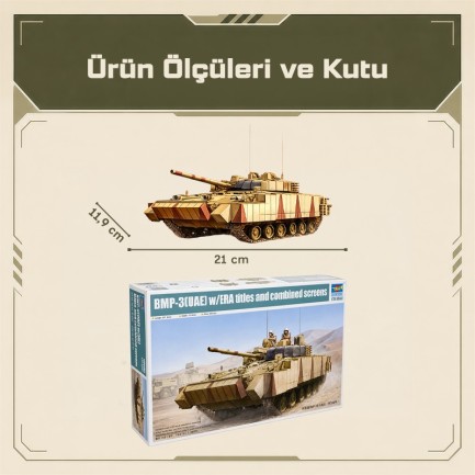 Trumpeter 01532 BMP-3(UAE) w/ERA titles and combined screens Maket Model Kit - Thumbnail