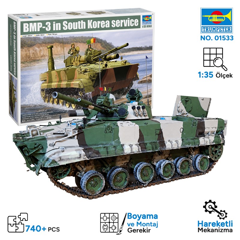 Trumpeter 01533 BMP-3 in South Korea service Maket Model Kit