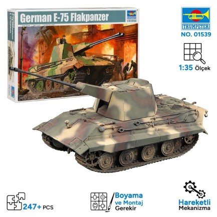 Trumpeter - Trumpeter 01539 German E-75Flakpanzer Maket Model Kit