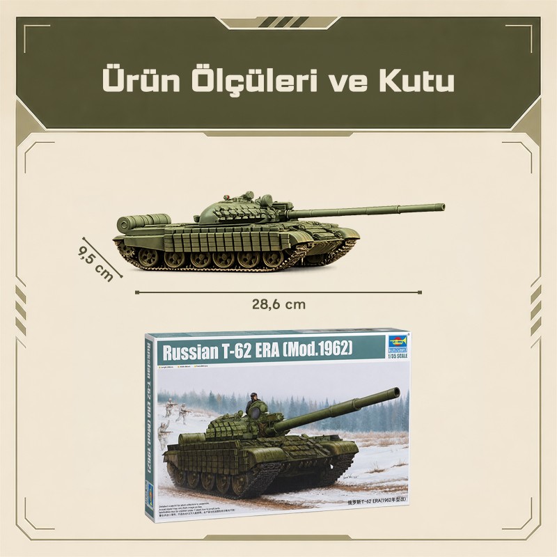 Trumpeter 01555 Russian T-62 ERA (Mod.1962) Maket Model Kit