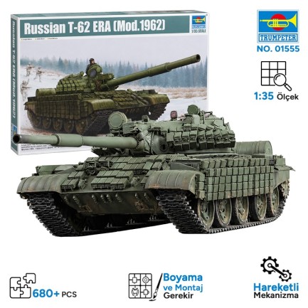 Trumpeter - Trumpeter 01555 Russian T-62 ERA (Mod.1962) Maket Model Kit