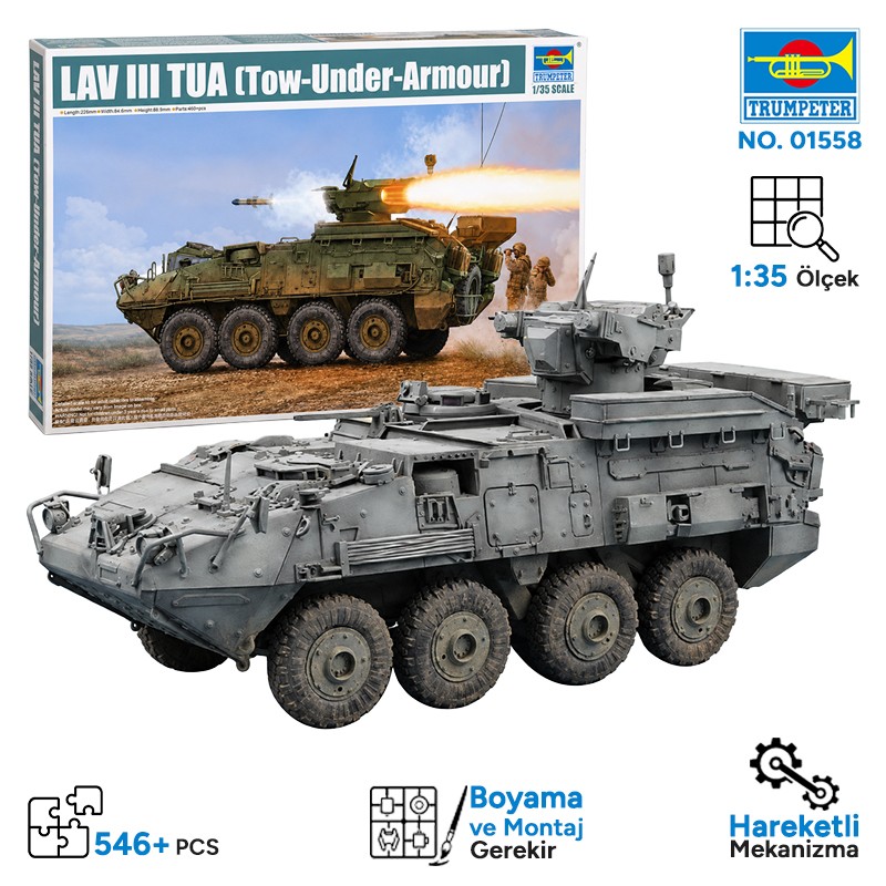 Trumpeter 01558 LAV III TUA (Tow-Under-Armour) Maket Model Kit