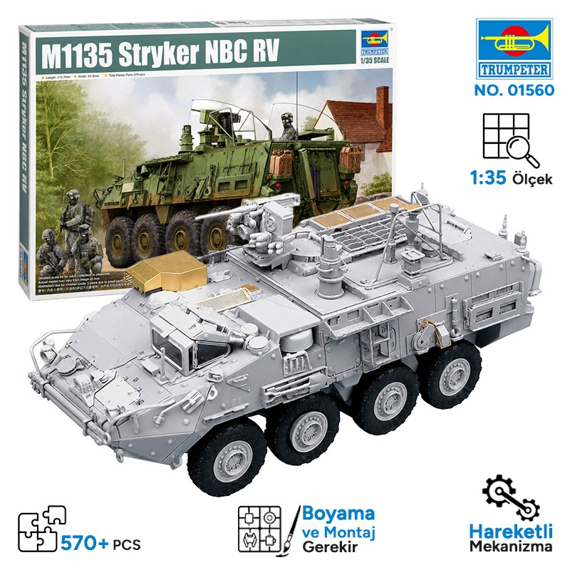 Trumpeter 01560 M1135 Stryker NBC RV Maket Model Kit