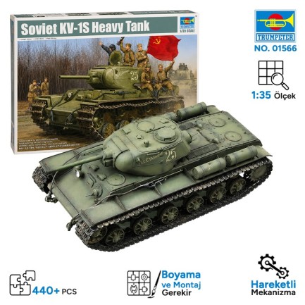 Trumpeter - Trumpeter 01566 Soviet KV-1S Heavy Tank Maket Model Kit