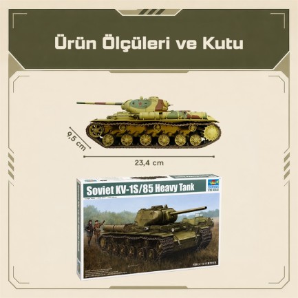Trumpeter 01567 Soviet KV-1S/85 Heavy Tank Maket Model Kit - Thumbnail