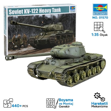 Trumpeter - Trumpeter 01570 Soviet KV-122 Heavy Tank Maket Model Kit