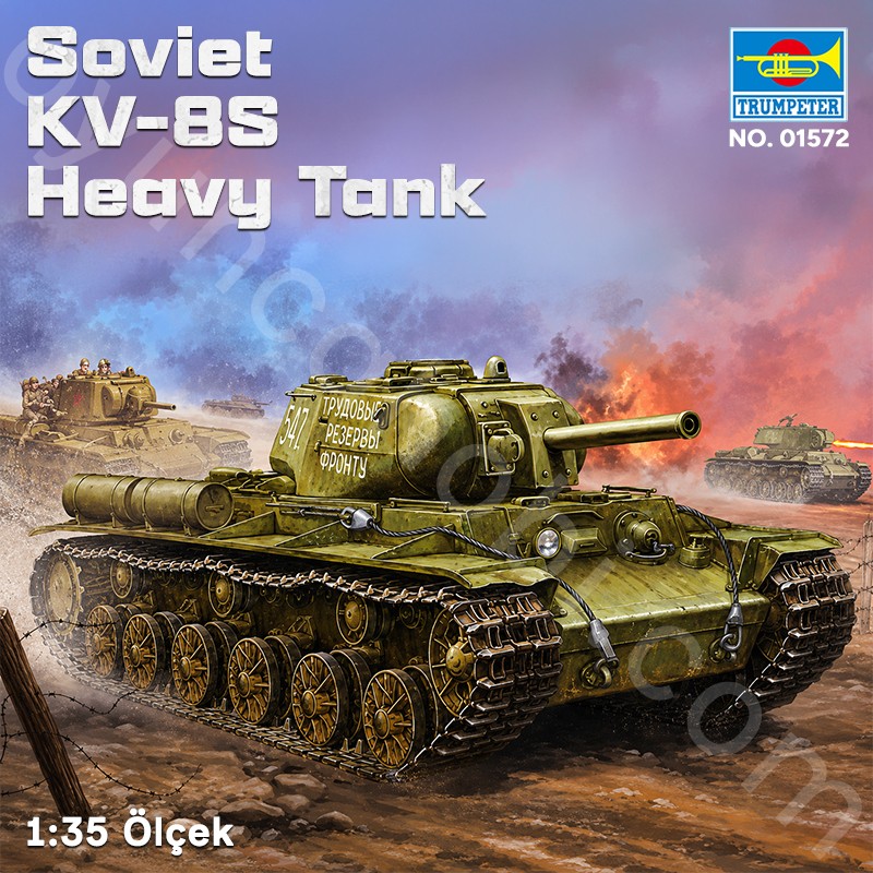 Trumpeter 01572 Soviet KV-8S Heavy Tank Maket Model Kit