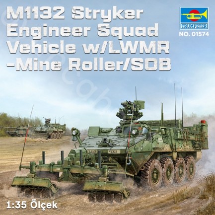 Trumpeter 01574 M1132 Stryker Engineer Squad Vehicle w/LWMR-Mine Roller/SOB Maket Model Kit - Thumbnail