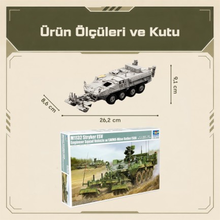 Trumpeter 01574 M1132 Stryker Engineer Squad Vehicle w/LWMR-Mine Roller/SOB Maket Model Kit - Thumbnail