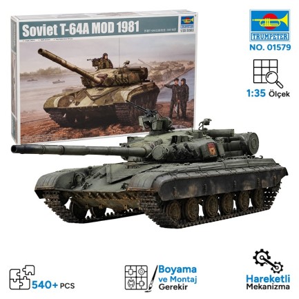 Trumpeter - Trumpeter 01579 Soviet T-64A MOD 1981 Maket Model Kit