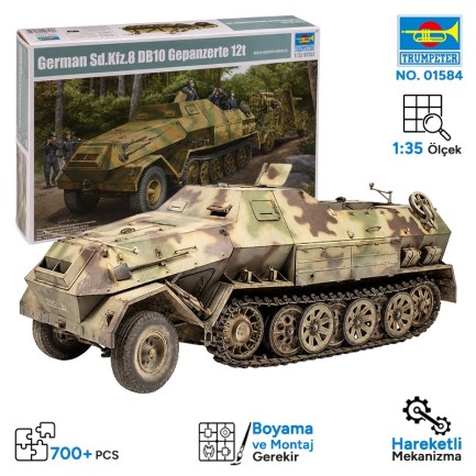 Trumpeter - Trumpeter 01584 Sd.Kfz.8 Gepanzerte 12t Maket Model Kit