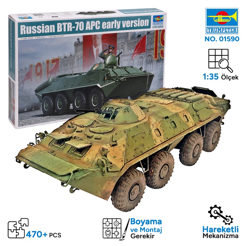 Trumpeter 01590 Russian BTR-70 APC early version Maket Model Kit