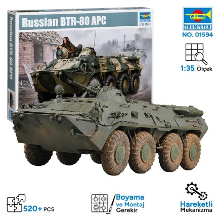 Trumpeter - Trumpeter 01594 Russian BTR-80 APC Maket Model Kit