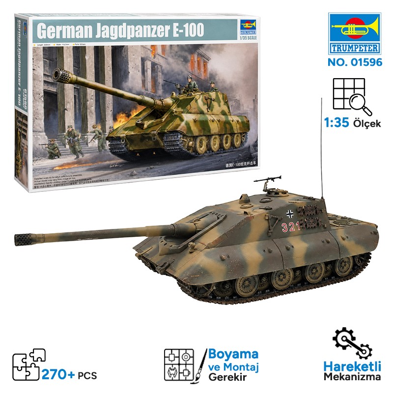 Trumpeter 01596 German StuG E-100 Maket Model Kit