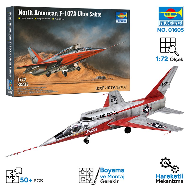 Trumpeter 01605 F-107A U-sabre Maket Model Kit