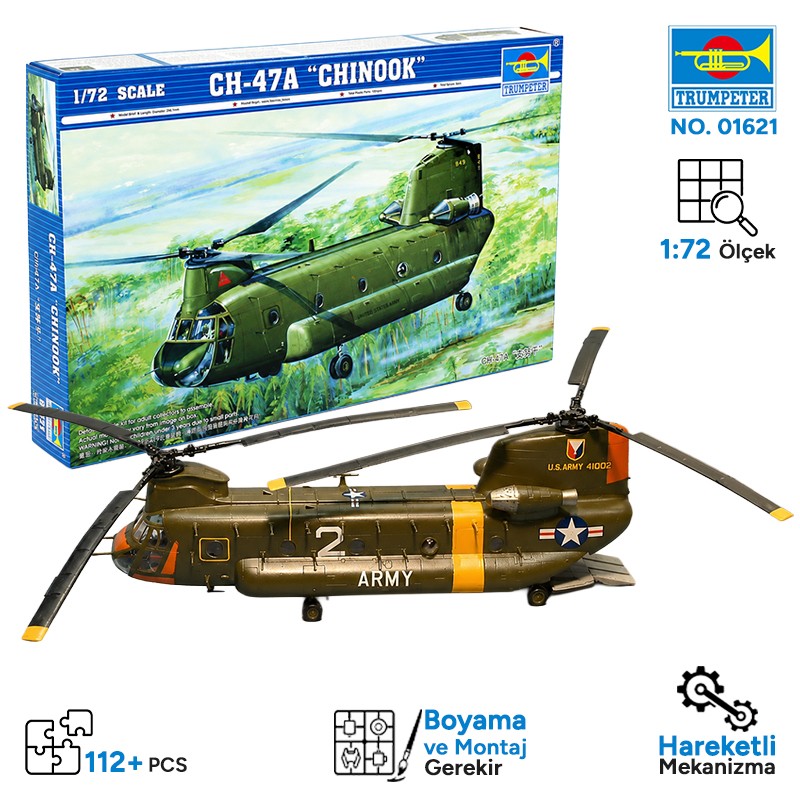Trumpeter 01621 CH-47A Chinook medium-lift helicopter Maket Model Kit