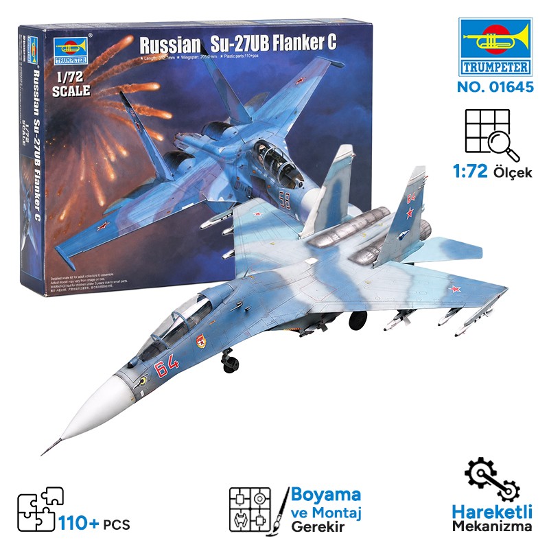 Trumpeter 01645 Russian Su-27UB Flanker C Fighter Maket Model Kit