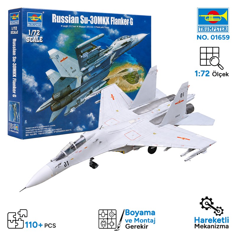 Trumpeter 01659 Russian Su-30MKK Flanker G Fighter Maket Model Kit