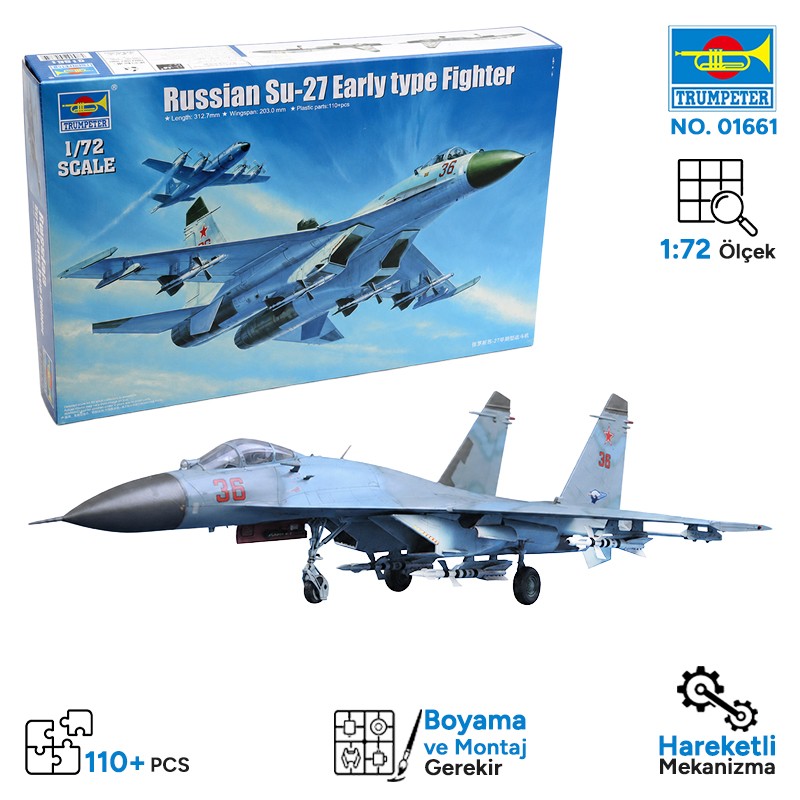 Trumpeter 01661 Russian Su-27 Early type Fighter Maket Model Kit