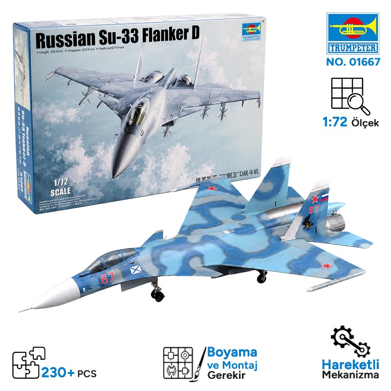 Trumpeter 01667 Russian Su-33 Flanker D Maket Model Kit