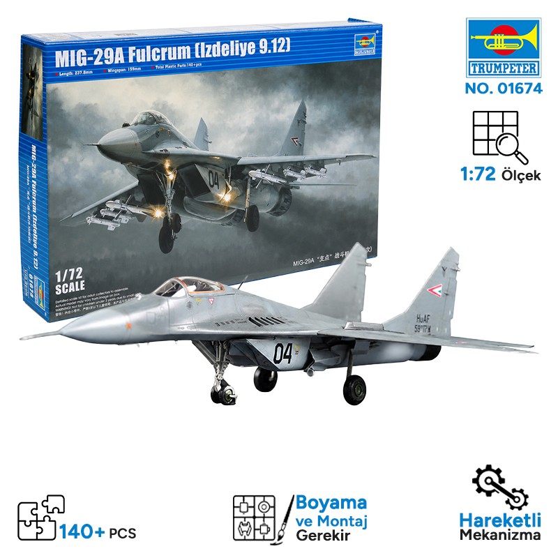 Trumpeter 01674 MIG-29A Fulcrum (Izdeliye 9.12) Maket Model Kit