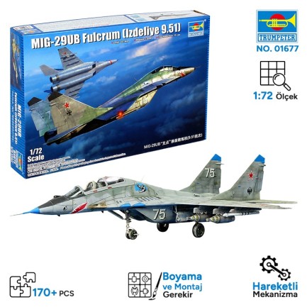 Trumpeter - Trumpeter 01677 MIG-29UB Fulcrum (Izdeliye 9.51) Maket Model Kit