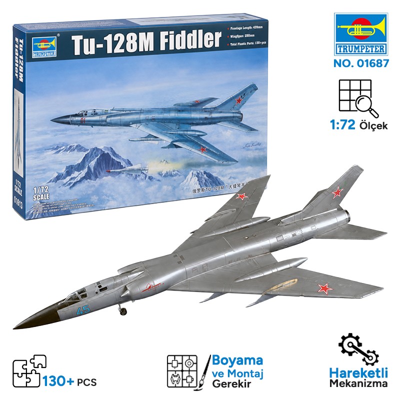 Trumpeter 01687 Tu-128M Fiddler Maket Model Kit