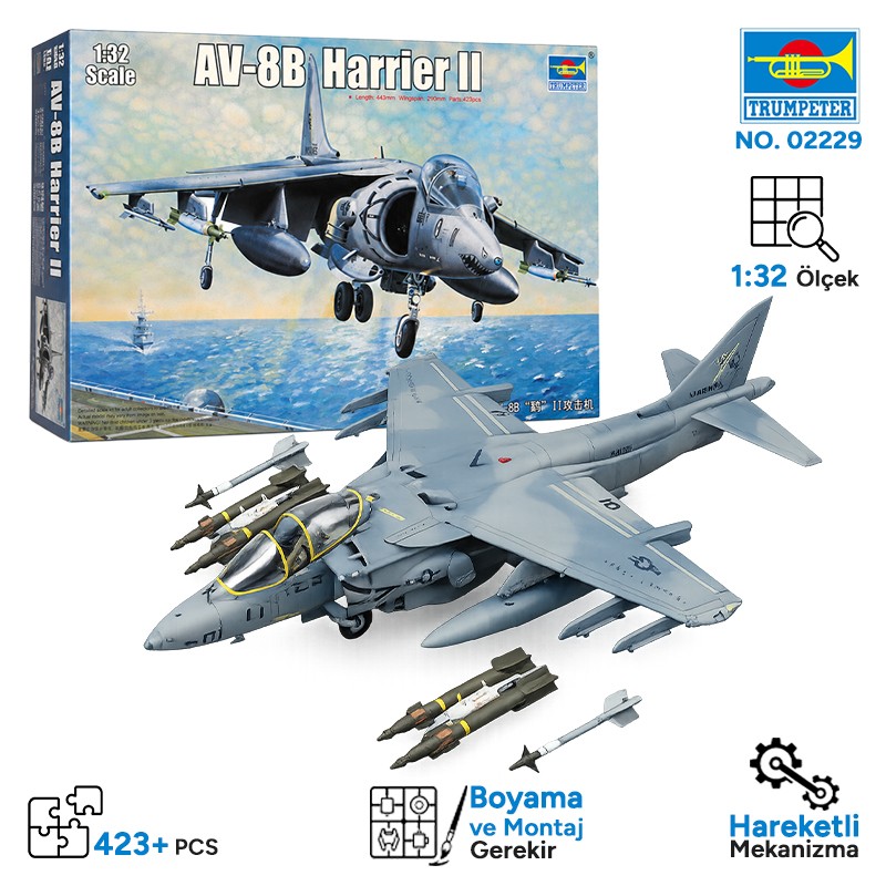 Trumpeter 02229 AV-8B Harrier II Maket Model Kit