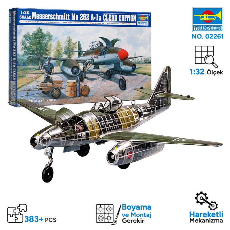 Trumpeter 02261 Messerchmitt Me 262 A-1a clear edition Maket Model Kit