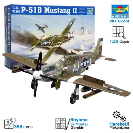 Trumpeter - Trumpeter 02274 P-51 B Mustang Maket Model Kit