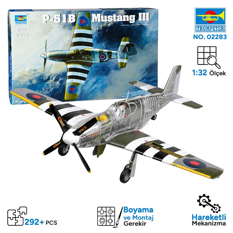 Trumpeter 02283 RAF Mustang III (P-51B/C) Maket Model Kit