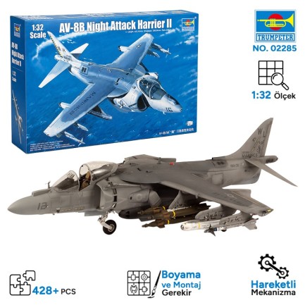 Trumpeter - Trumpeter 02285 AV-8B Night Attack Harrier II Maket Model Kit