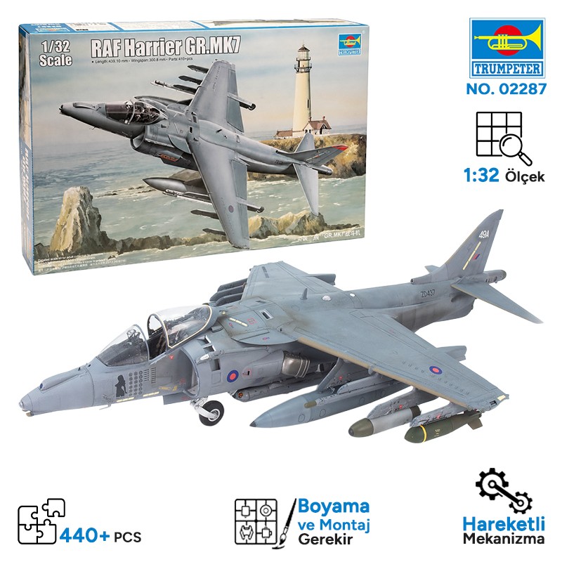 Trumpeter 02287 RAF Harrier GR.MK7 Maket Model Kit