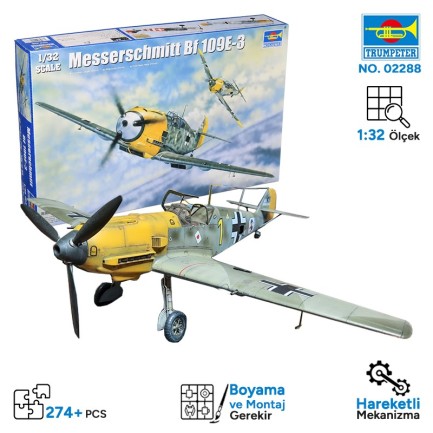 Trumpeter - Trumpeter 02288 Messerschmitt Bf 109E-3 Maket Model Kit