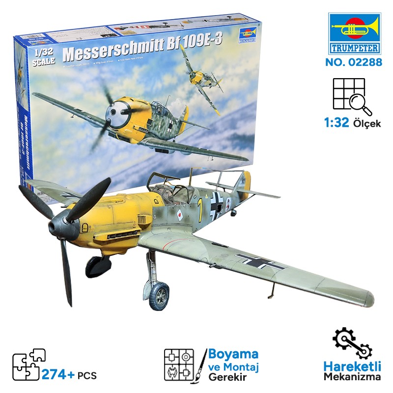 Trumpeter 02288 Messerschmitt Bf 109E-3 Maket Model Kit