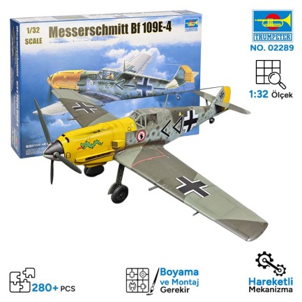 Trumpeter - Trumpeter 02289 Messerschmitt Bf 109E-4 Maket Model Kit