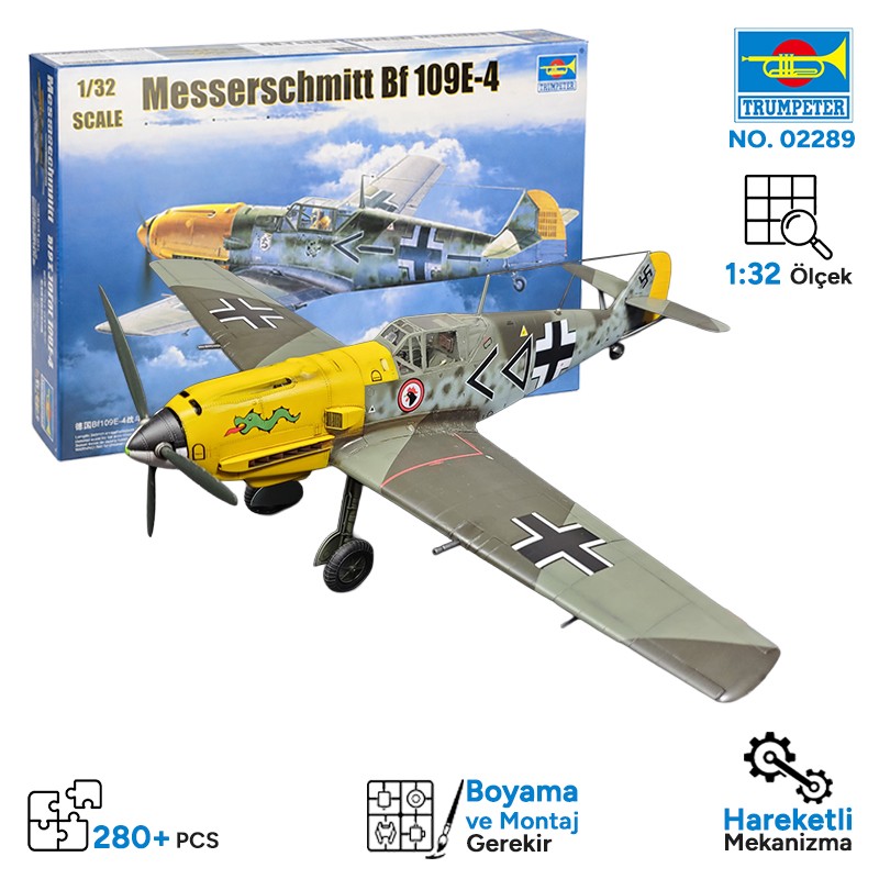 Trumpeter 02289 Messerschmitt Bf 109E-4 Maket Model Kit